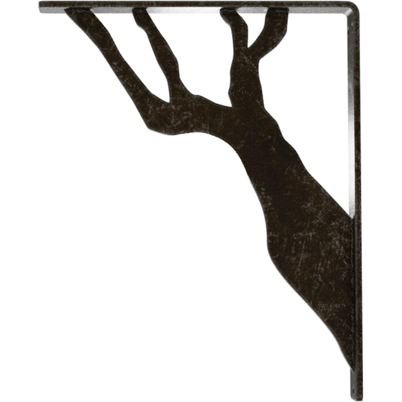 Support en fer forgé Damon (entretoise centrale simple) l 1 1/2 po x P 10 po x H 12 po, argent chaud antique