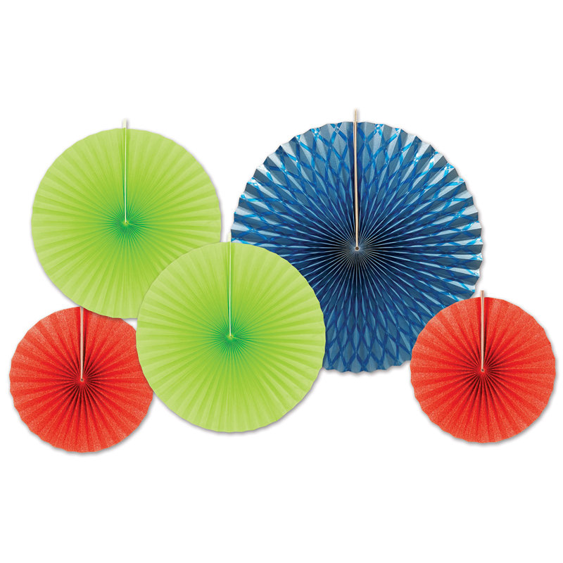 Ventilateurs décoratifs en papier et aluminium assortis