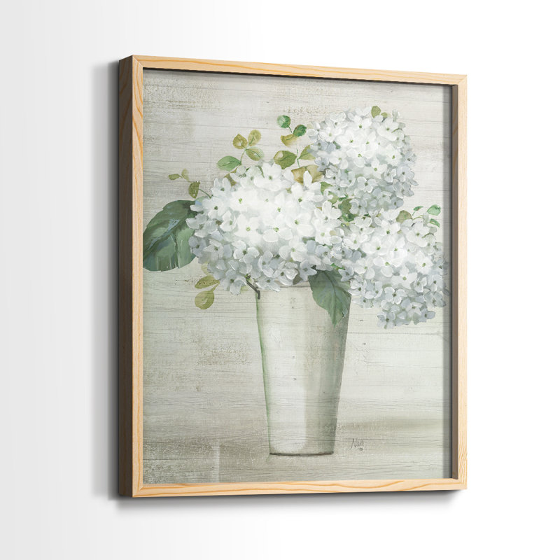 «Simply Hydrangeas I-Premium», reproduction encadrée prête à accrocher - aucun clou requis - aucun clou requis, Bois naturel