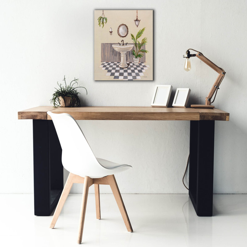 «Gray Cottage Bathroom 2» par Silvia Vassileva, art mural sur toile, H 24 po x l 20 po x P 0,75 po