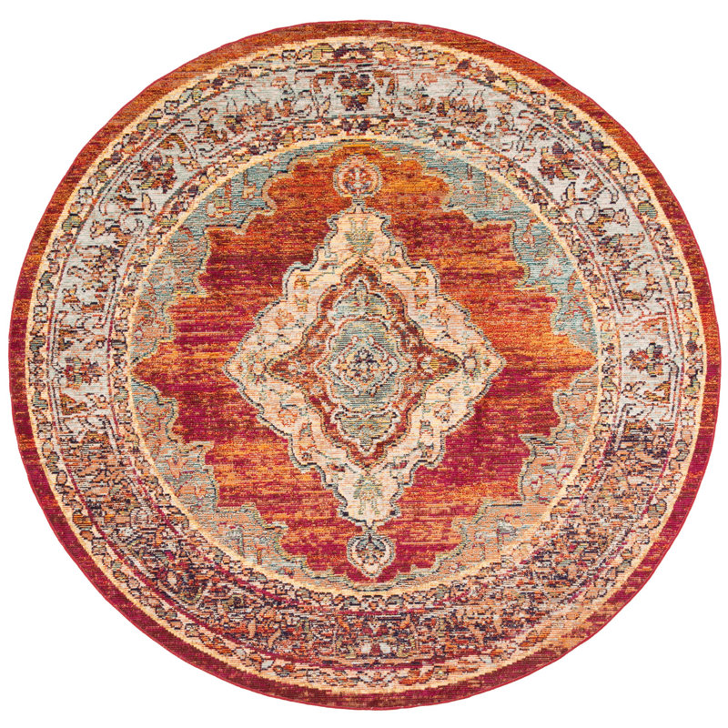 Tapis orange Donnella, Rond 7 pi