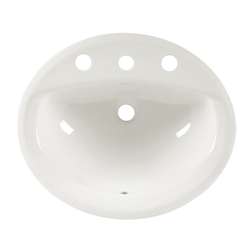 American Standard Aqualyn 17.38'' Ceramic Oval Bathroom Sink with Overflow, 8" Centers, Silver