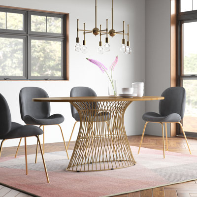 Shavonne Oval Dining Table with Metal Base