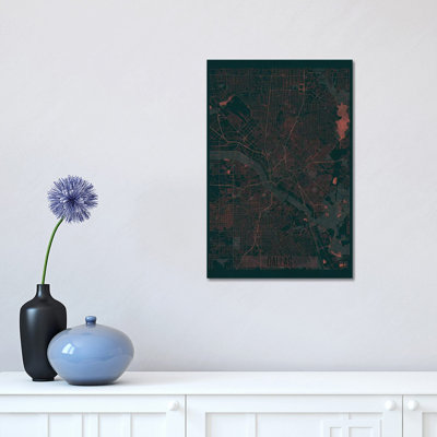 Dallas Infrared Urban Blueprint Map 1 Piece Wrapped Canvas Wall Art