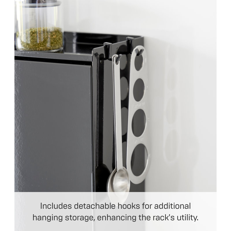 Black Steel Magnetic Concealable Multi-Tier Spice Rack