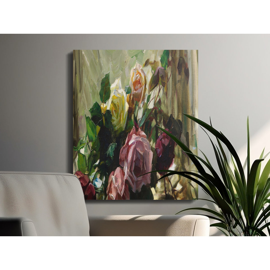 Rose Garden Canvas Wall Art, Floral Painting Print, Gallery Wrapped Canvas, Ready to Hang, Archival Quality, Home Decor, Statement Piece