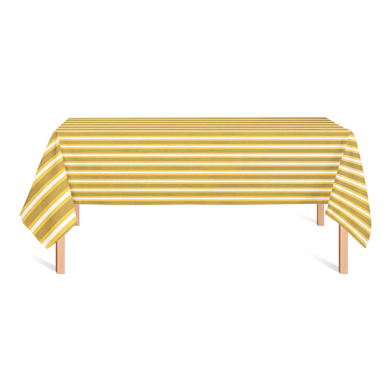 Nappe rectangulaire à rayures en polyester, Jaune
