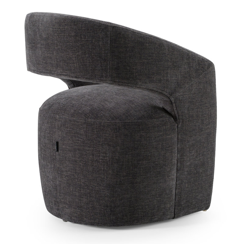 Alaijah Upholstered Swivel Armchair, Dark Grey Polyester