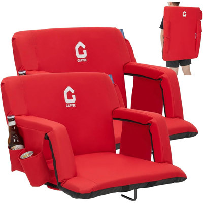 Stadium Seats with Back Support and Padded Cushion - Extra Wide Bleacher Chair with Anti-Slip Mat - Reclining Stadium Football Seats - 6 Adjustable Angle, Large Pockets, Cup Holders