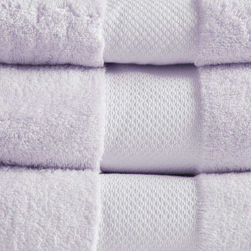 6-piece Turkish Cotton Bath Towel Set – Oversized Low Twist Plush Absorbent Luxury, Lavender