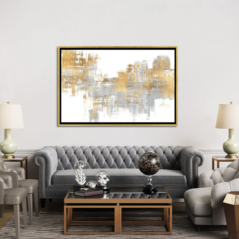 Reproduction d’art sur fond gris I par Alex Wise, H 40 po x l 60 po x 1,5 po, Pas de tapis, Toile encadrée d'or