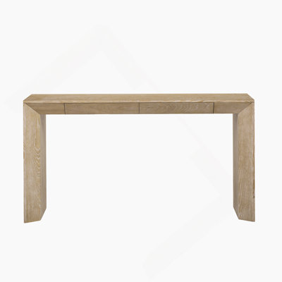 Console de style campagne moderne 60 po avec 2 tiroirs dissimulés, table d'entrée de style cascade avec pieds épaissis et grain de bois rustique pour le salon, l'entrée et le couloir (naturel)