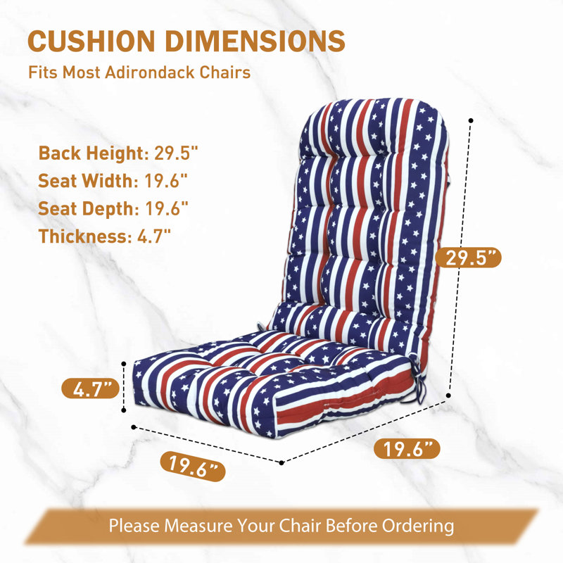 Outdoor/Indoor High Back Chair Cushion, American Flag