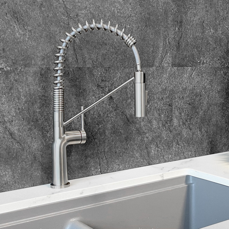 Modern Single Handle Kitchen Faucet, Acier inoxydable brossé