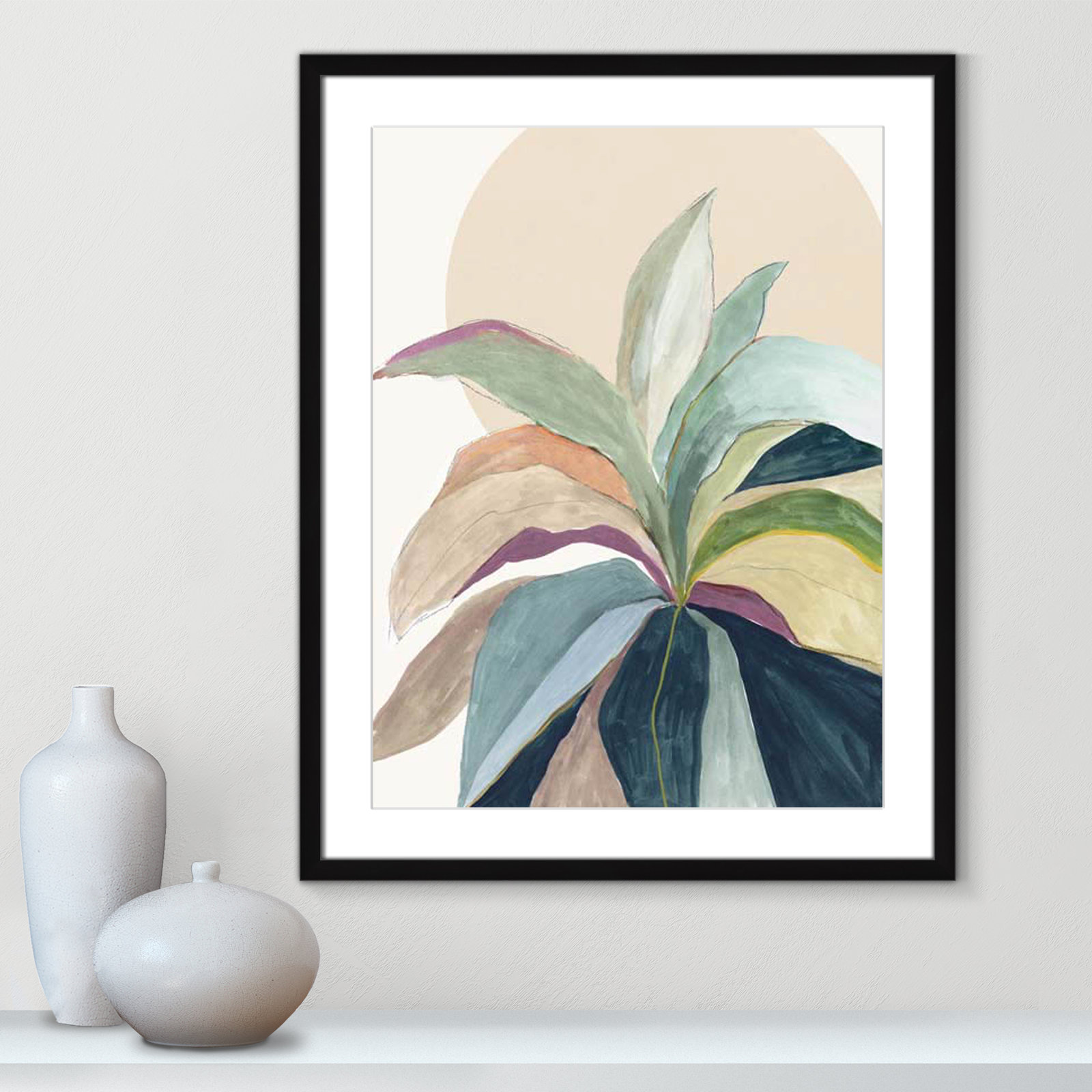Byer "Sunny Bright Leaves II" Print by Asia Jensen, 29.5" H x 23.5" W x 2" D, Yes, Black Single Picture Frame