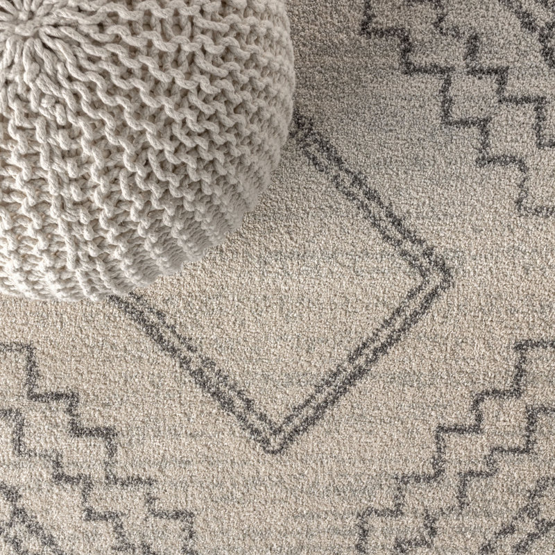 Amir Moroccan Beni Souk Cream/Gray Rug, Square 6'7"