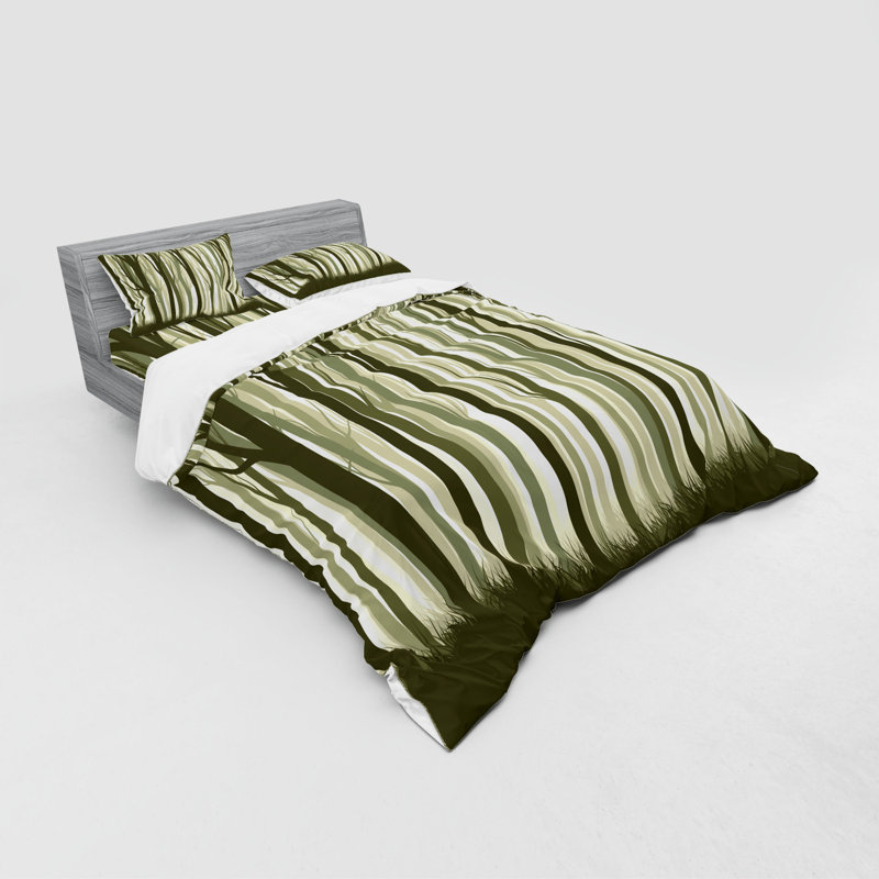 Ensemble de housse de couette rustique en microfibre armée / vert / sauge, Housse de couette grand + 3 pièces supplémentair