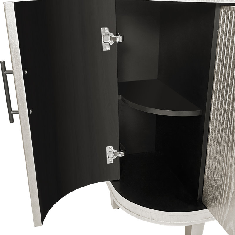 Buffet moderne incurvé de 47,2 po avec 4 portes et tablettes intérieures réglables, Champagne