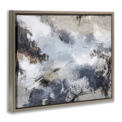 Grey Organic Abstract Floater Canvas Wall Art by Design Fabrikken