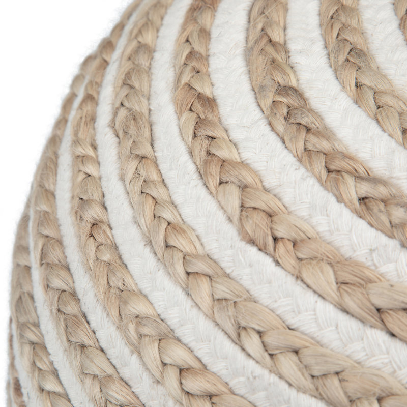 Natural Jute and Cotton Round Boho Pouf