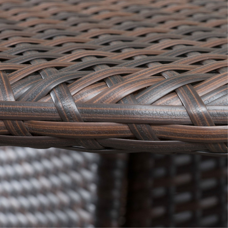 Rd Patio Table, 48"X48"X28.25", Brown, Pe With Iron Frame, Water , Ideal For Outdoor Dining 48" Square, 28.25" High, Brown , Powder Coated