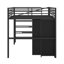 Lit mezzanine double en métal avec garde-robe et table