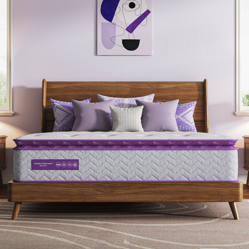 Matelas hybride à plateau-coussin moyen - mousse de charbon de bambou AeroChar, support à 5 zones, Très grand lit, 12