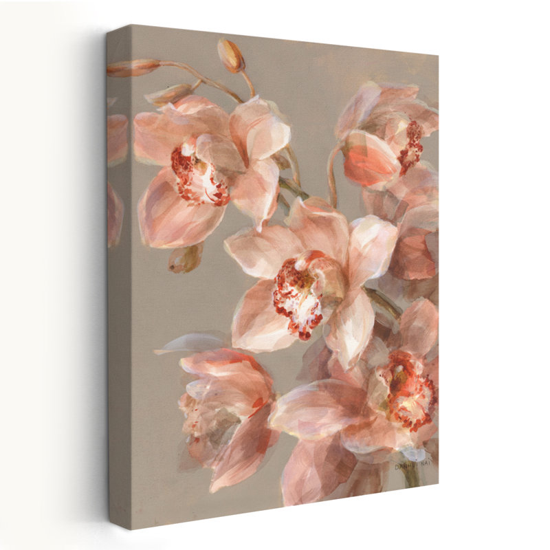 Brun et orchidée délicate contemporaine II, H 48 po x l 32 po