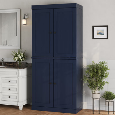 100% Solid Wood 32" Bathroom Storage Cabinet with Shaker Doors & Adjustable Shelves