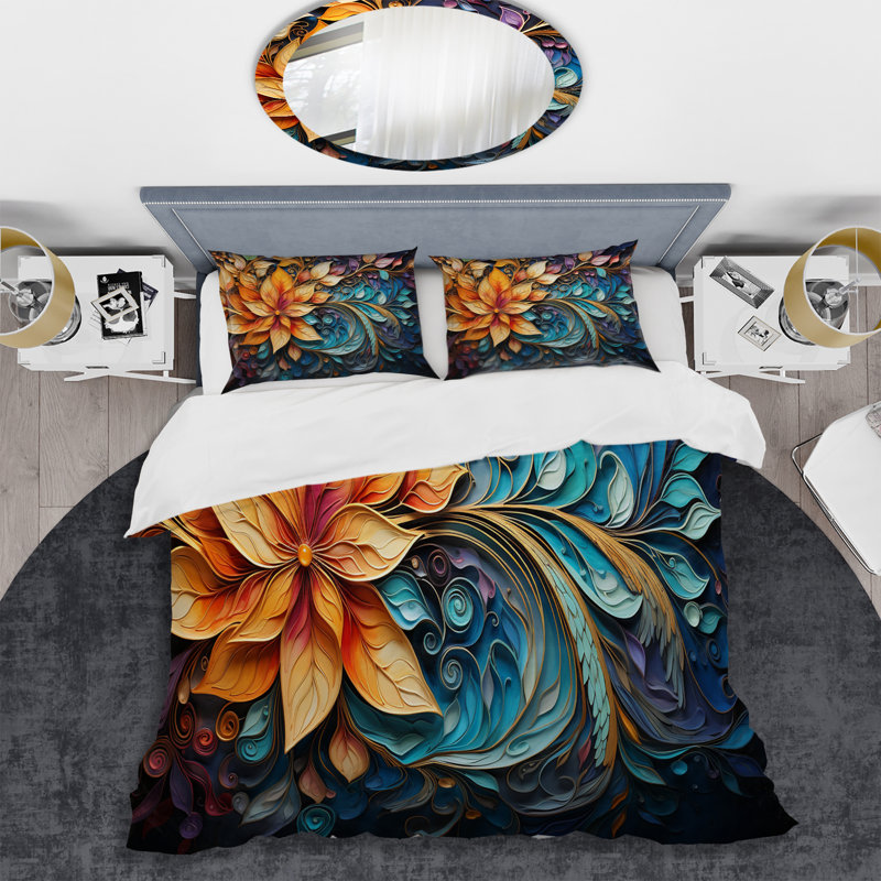 Ensemble de housse de couette en microfibre / polyester Colorful Indian Art Mystic Rangoli I Bedding