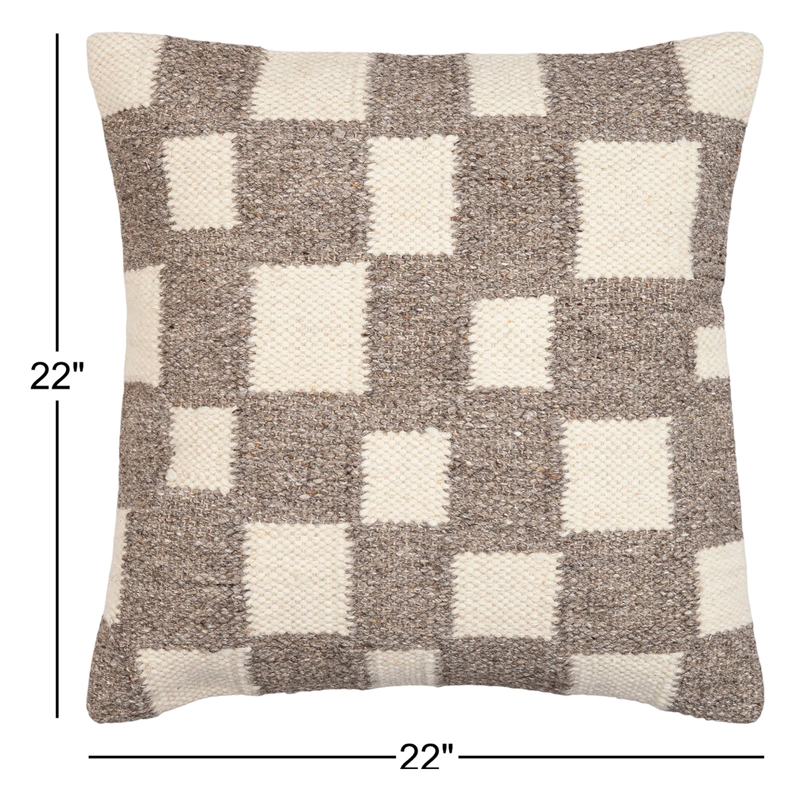 Leonida 22" x 22" Pillow Cover, Polyester/Polyfill, 22"H x 22"W, Brown/Off-White