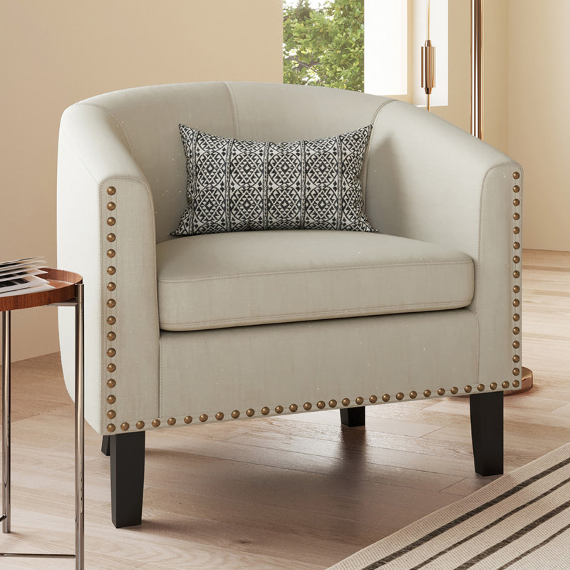 Fauteuil demi-tonneau de 28,74 po Cohmer, Lin beige