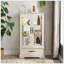 Vitrine lumineuse en verre avec tablettes réglables - Vitrine élégante à 2 portes et tiroir intégré, ampoule incluse - fini blanc-943214988