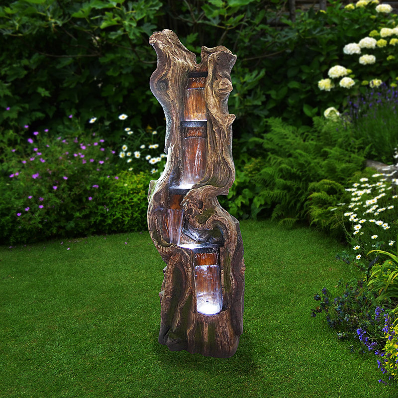 Fontaine d'extérieur à étages avec lumières DEL, H 12 po x l 5 po x P 8 po