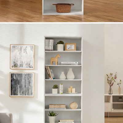 Home and Office Clean White MDF Adjustable 8-Layer Multi-Functional Storage Shelving for Media and Book Display