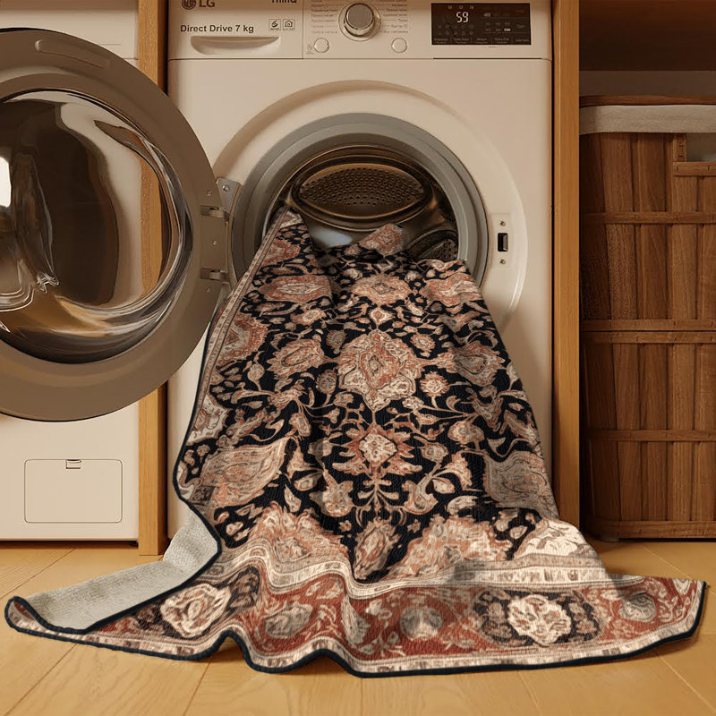 Machine Washable Persian Brown Area Rug, Runner 2' x 5'