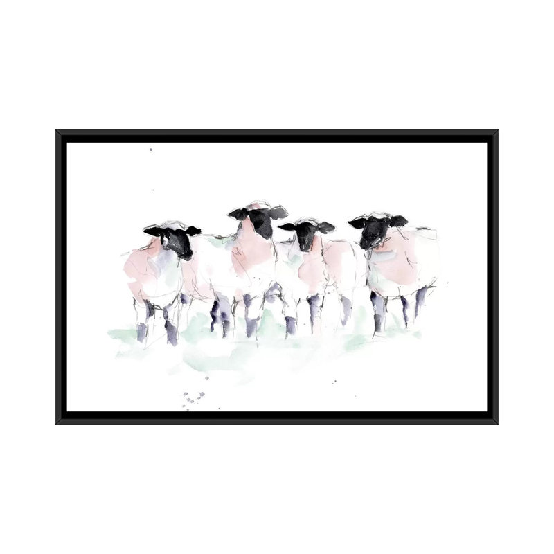 «Minimalist Watercolor Sheep II» par Ethan Harper - reproduction d'art, Pas de tapis, H 26 po x l 40 po x 1,5 po