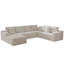 Canapé modulaire en forme de U de 132 po pour 5 personnes Koli, velours côtelé blanc, faisant face à droite-1848866077-1848866078