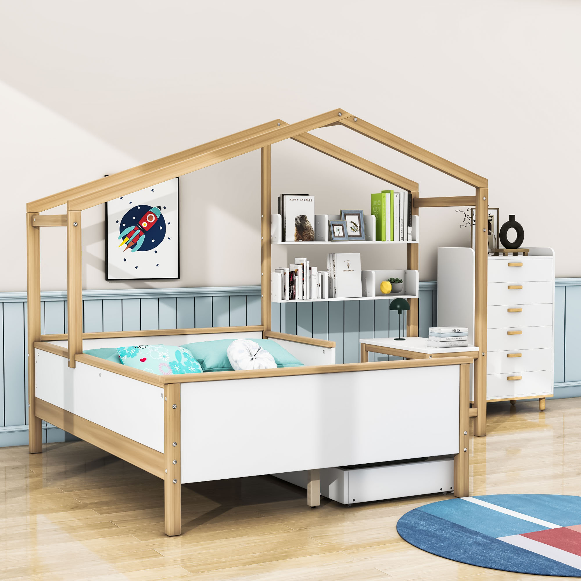 Harper Orchard Alorie Full 1 Drawer Wood HouseShaped Platform Bed with