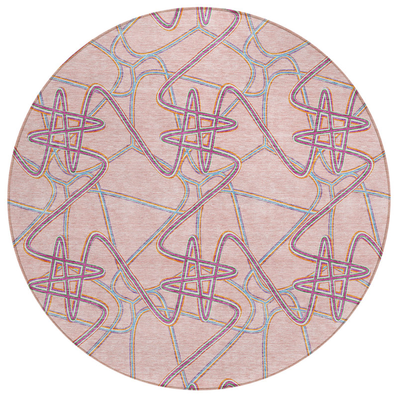  Aleg Area Rug with Non-Slip Backing, Round 8'