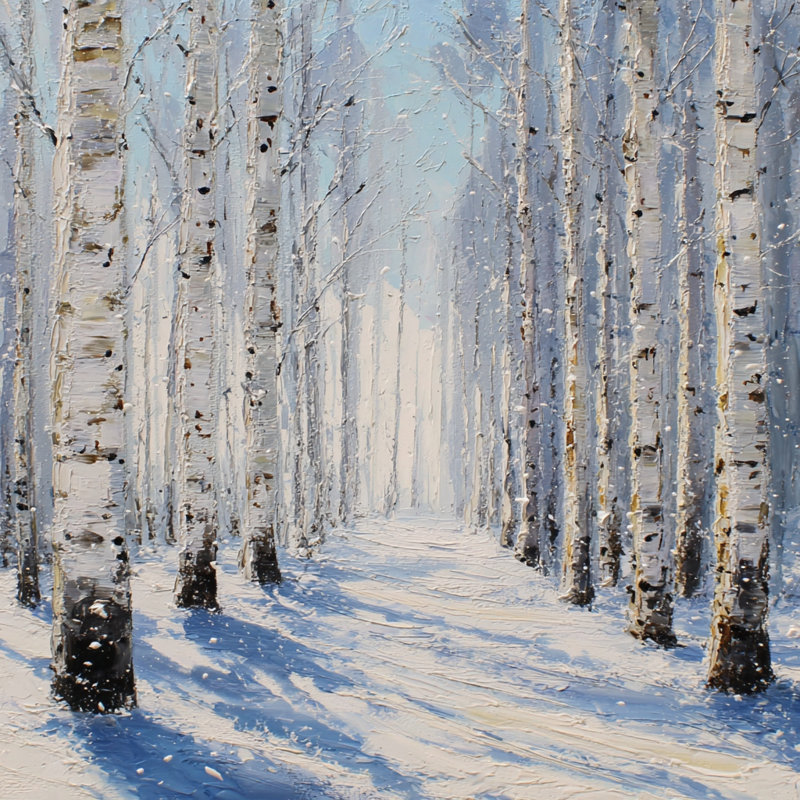 Art mural en toile Sunlit Birch Lane, H 30 po x l 30 po