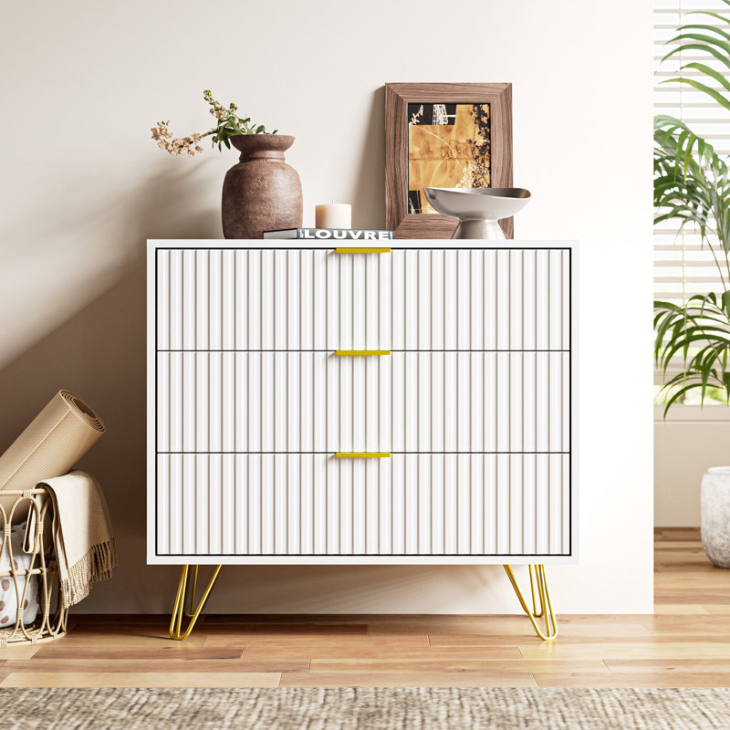 Commode 3 tiroirs, l 31,5 po, Blanc