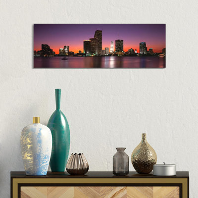 Evening Biscayne Bay Miami FL - Wrapped Canvas Panoramic Print