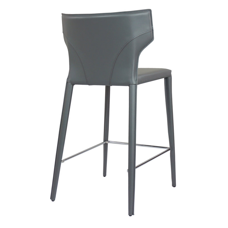 Katlyne Upholstered Counter Stool with Metal Frame, Gray