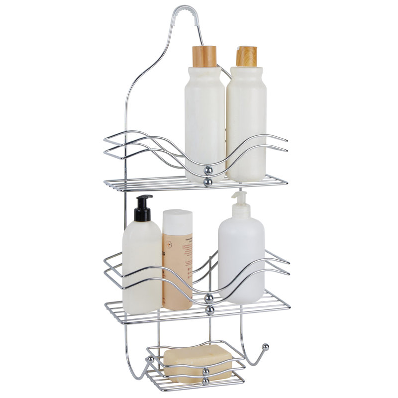Chrome Ocean Wave Design Metal Hanging Shower Caddy