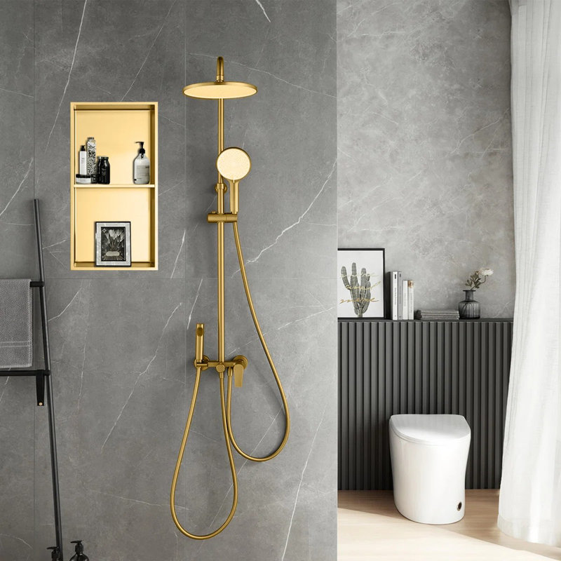 Niche de salle de bain en acier inoxydable, Or brossé, H 24 po x l 12 po x P 3,94 po