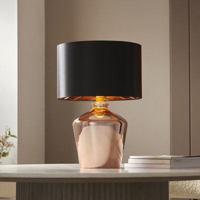 Deco 79 Glass Table Lamp With Black Drum Shade - 24" Height, Crystal & Iron Base, Gold Accents, For Living Room Or Bedroom - View #3