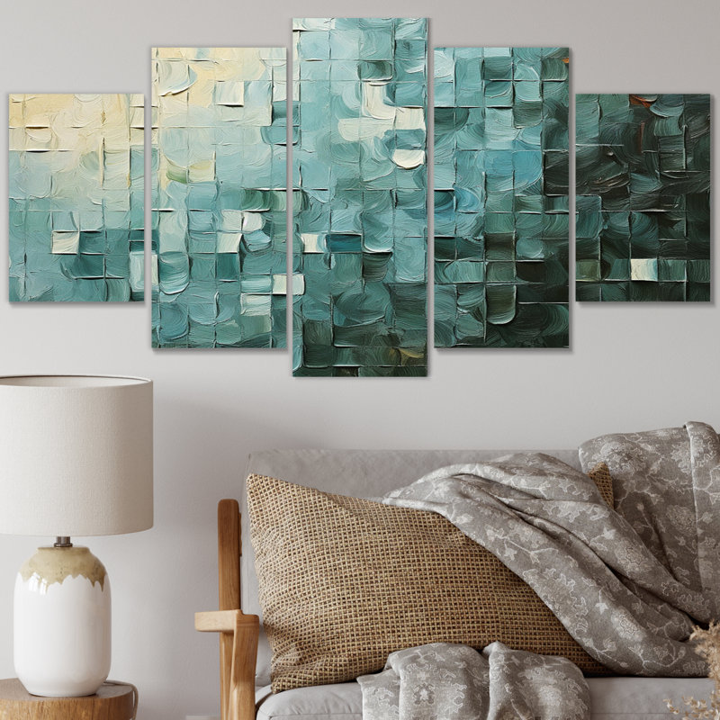 «Ephemeral Light Vintage Cubist Retro Abstract», reproduction d'art sur toile abstraite - 5 panneaux
