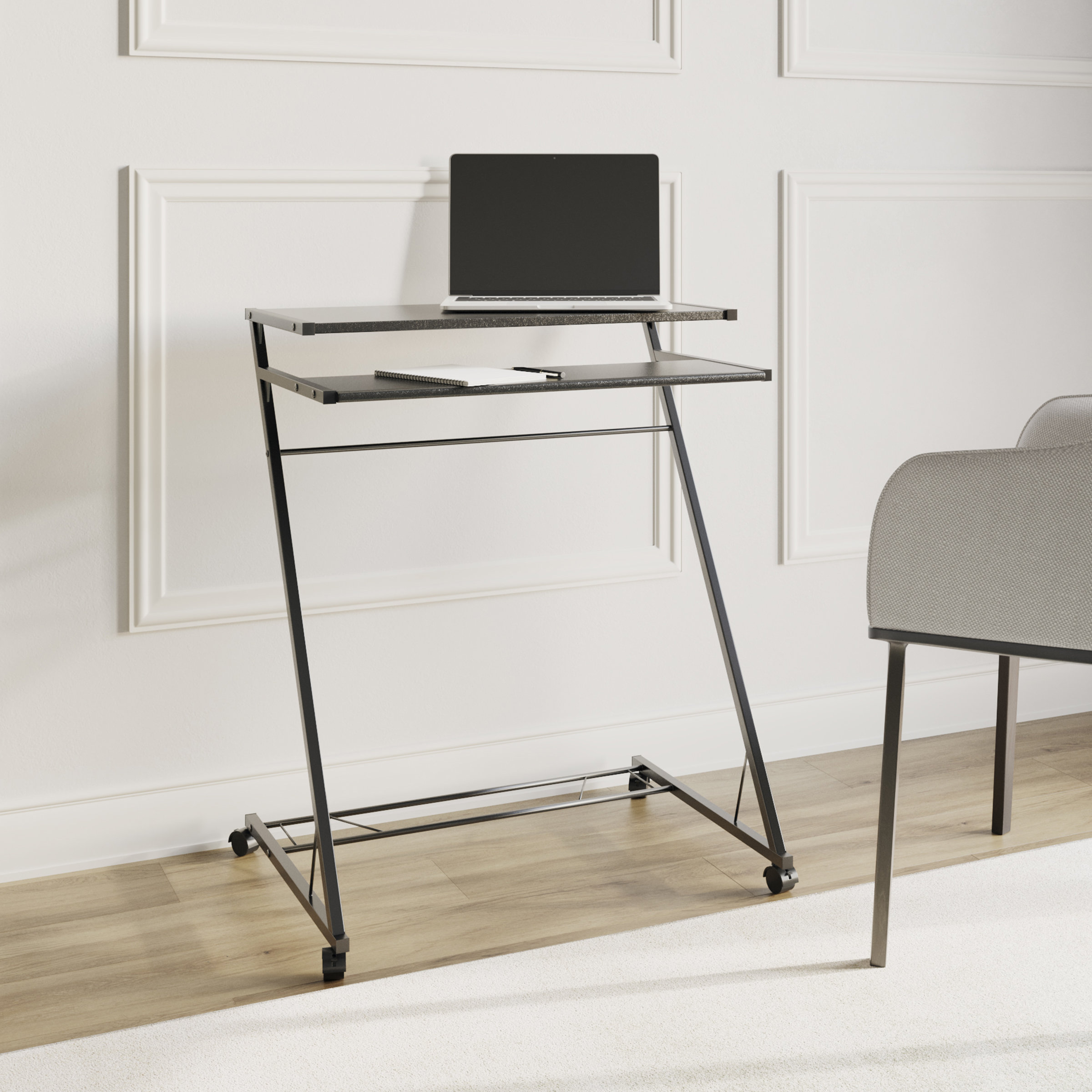 Lavish Home Mobile Compact Laptop Cart Desk, Standing Desk - with