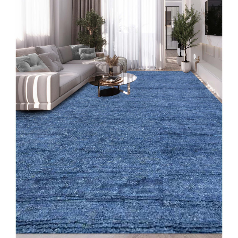 Moroccan Wool Area Rug in Navy